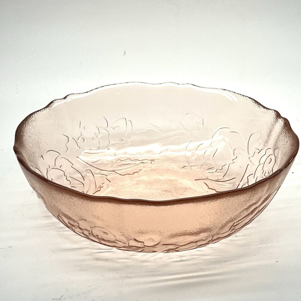 Arcoroc France Rosaline Rose Pink Depression Glass Salad Bowl Vintage 6”